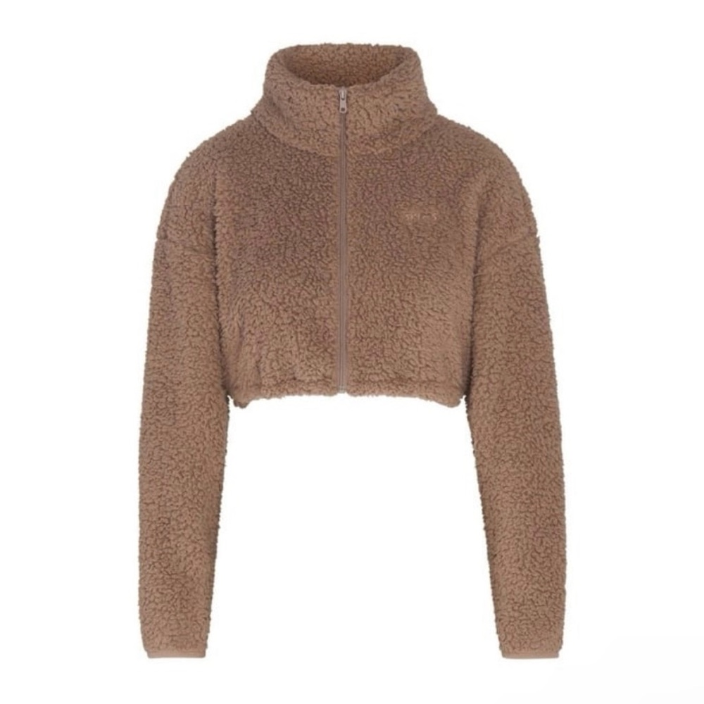 NWOT SKIMS Teddy High Pile Fleece Crop Zip Jacket Desert